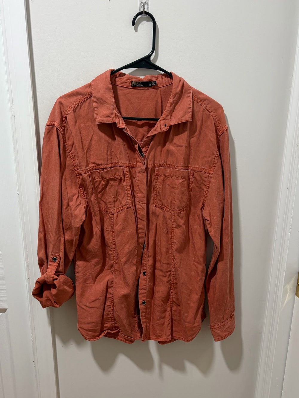 Prana Long-Sleeve Button-Down Shirt in Terracotta